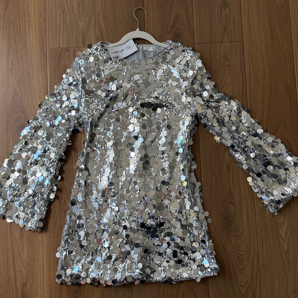 12th Tribe Silver Sequin Mini Dress NWT